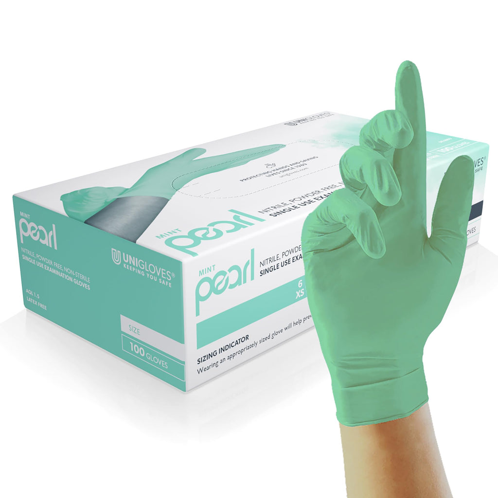 UNIGLOVES Black Pearl Nitrile Examination Gloves - Multipurpose, Powder Free and Latex Free Disposable Gloves - Box of 100 Gloves, Black, Large (GP0034)