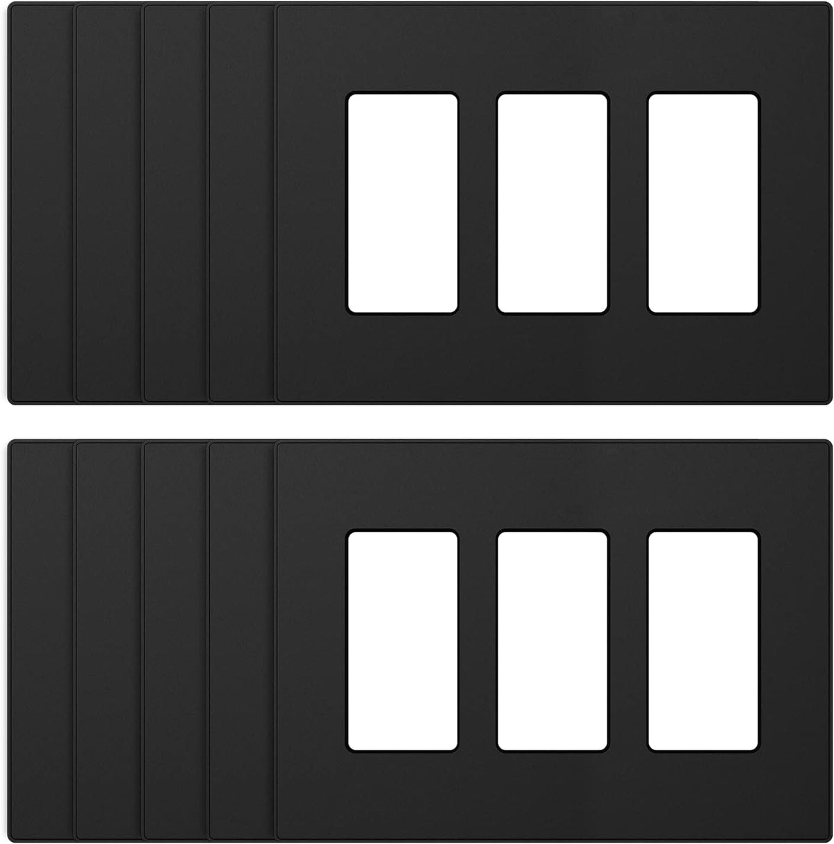 ELEGRP 2-Gang Screwless Decorative Wall Plates, Mid-Size 4.88" height x 4.94" length Unbreakable Thermoplastic Faceplate Cover for Decorator Receptacle Outlet & Switch, UL Listed (5 Pack, Matte White)