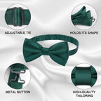 URAQT Men Pre-Tied Solid Satin Bow Tie, Adjustable Formal Bowtie