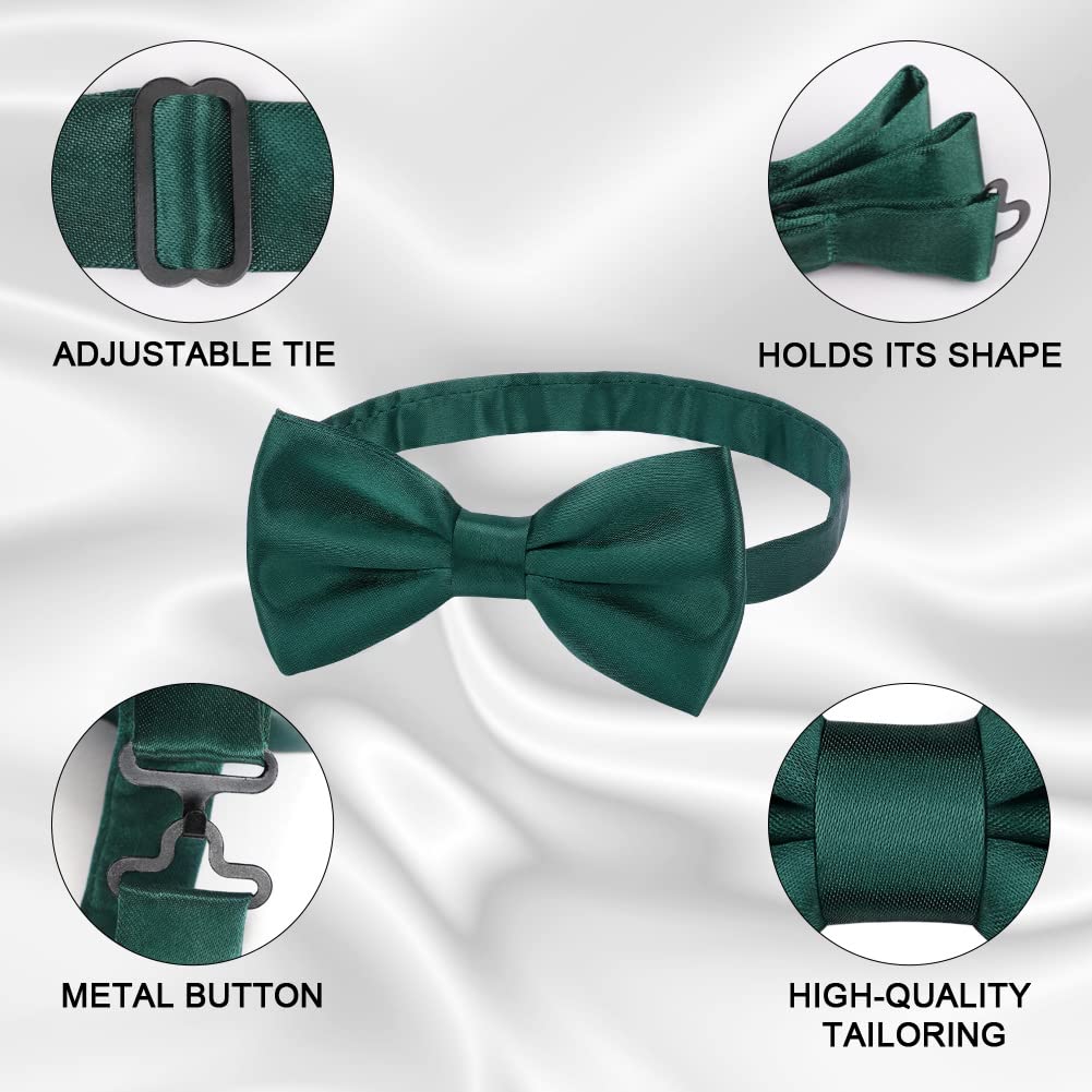 URAQT Men Pre-Tied Solid Satin Bow Tie, Adjustable Formal Bowtie