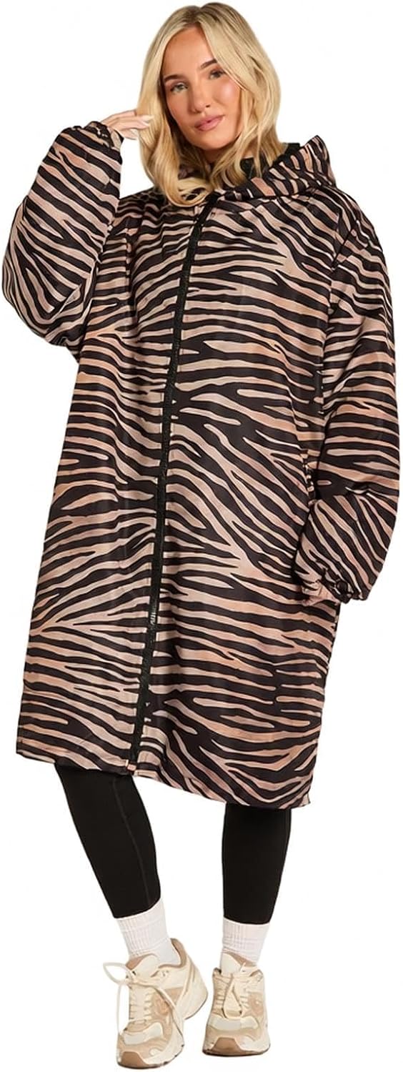 OHS Adults Drying Robe, Water-Resistant Changing Robe Gifts for Women Comfy Sherpa Privacy Robes for Women Men, Stay Dry Jacket Swimming Camping Drying Robes - S/M, L/XL