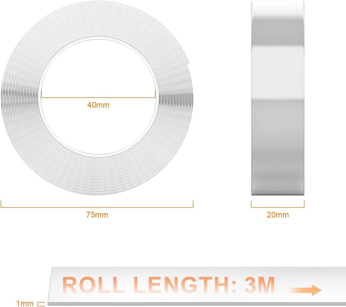 GRIFEMA GA4001-1 Double Sided Tape 3m x 2cm for Carpet & Wall