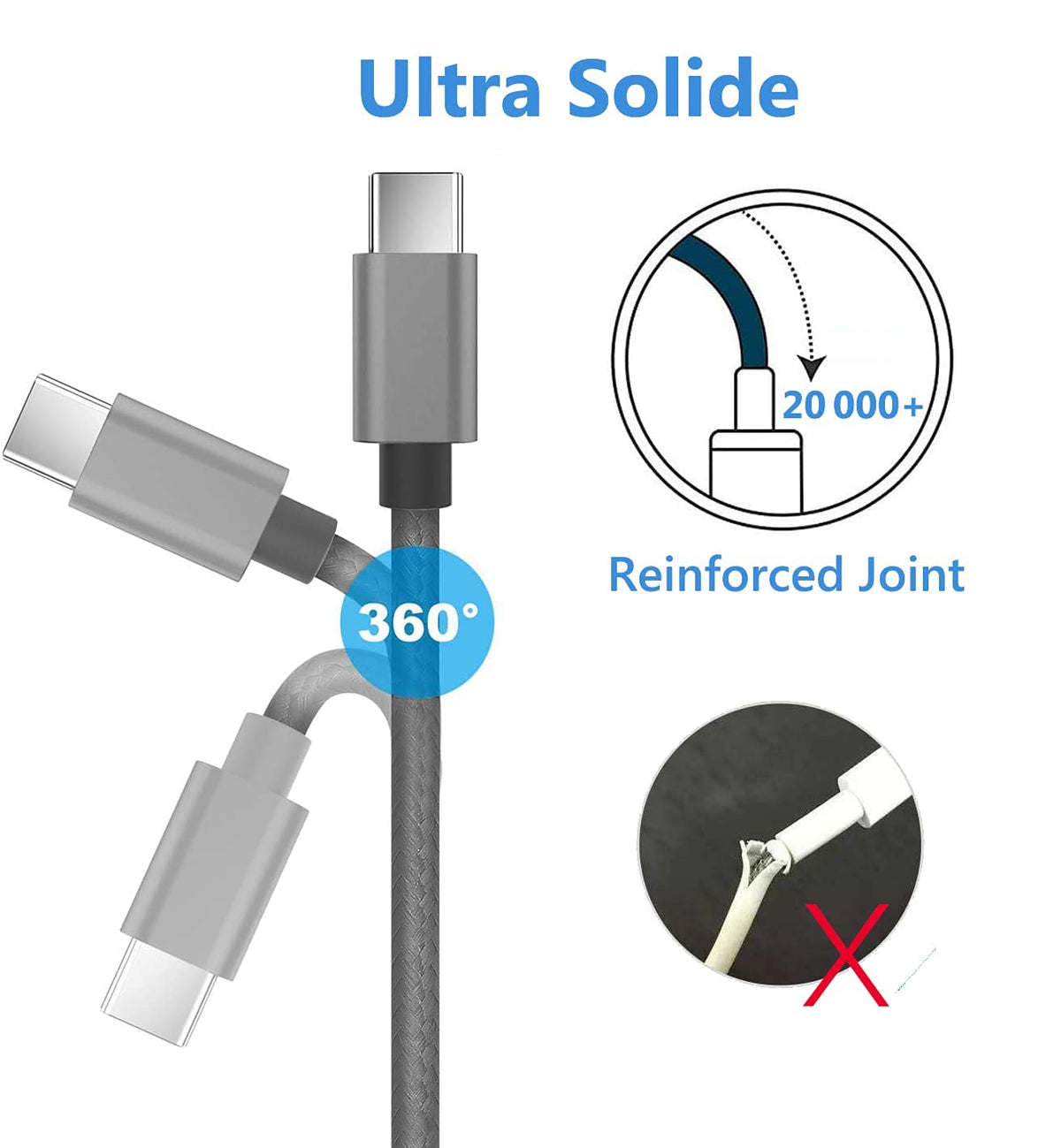 USB C Charger Cable 3M 2Pack Type C Charger Fast Charging 3A Lead Braided for Samsung Galaxy S23 S22 S21 S20 S10 S9 S8 A12 A13 A20e A21s A53 A70,Google Pixel 7 6,Huawei P30 P40,Sony Xperia,Switch,PS5