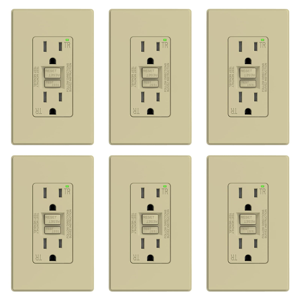 ELEGRP GFCI Outlet 20 Amp, Self-Test GFI Electrical Outlet with Thinner Design, TR Tamper Resistant GFCI Receptacle, Ground Fault Circuit Interrupters with Wall Plate, UL Listed, Light Almond, 1 Pack
