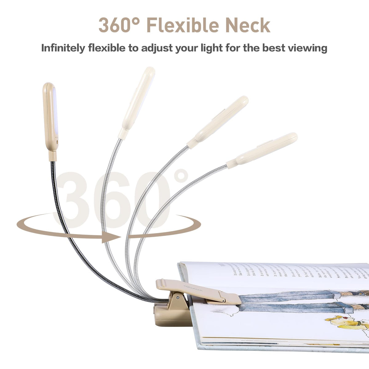 VAVOFO Rechargeable Reading Light, Clip on Book Light for Reading in Bed