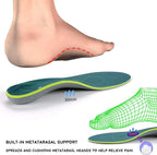 Plantar Fasciitis Arch Support Orthopedic Insoles Relieve Flat Feet Heel Pain Shock Absorption Comfortable Inserts(Size:UK-7,Length:10.25",Green)