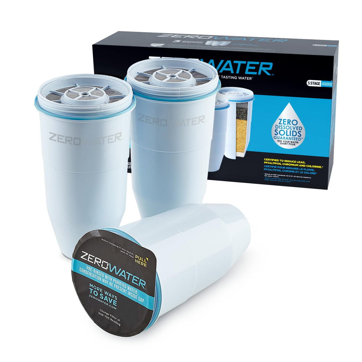 ZeroWater Official Replacement Water Filter Removes PFOA/PFOS 2-Pack