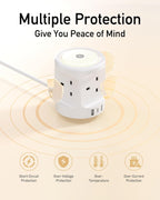 Extension Lead with USB Slots and Night Light, 4 Way (13A/3250W) Multi Plug Extension Cords & 3 USB Ports, Surge Protected Extension Lead with Switches, 2M Extension Cable for Home Dorm Office