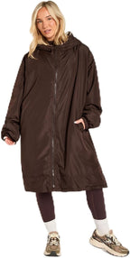 OHS Adults Drying Robe, Water-Resistant Changing Robe Gifts for Women Comfy Sherpa Privacy Robes for Women Men, Stay Dry Jacket Swimming Camping Drying Robes - S/M, L/XL