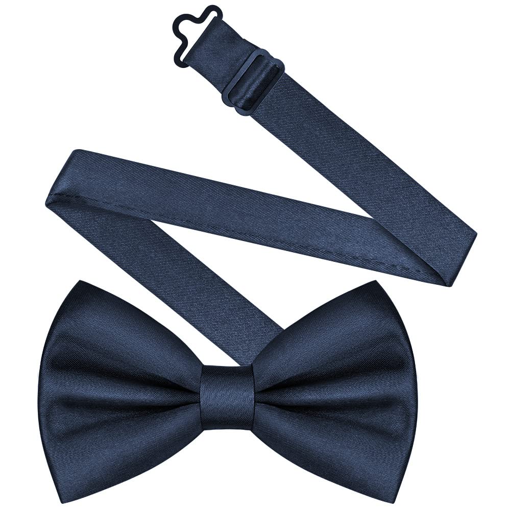 URAQT Men Pre-Tied Solid Satin Bow Tie, Adjustable Formal Bowtie