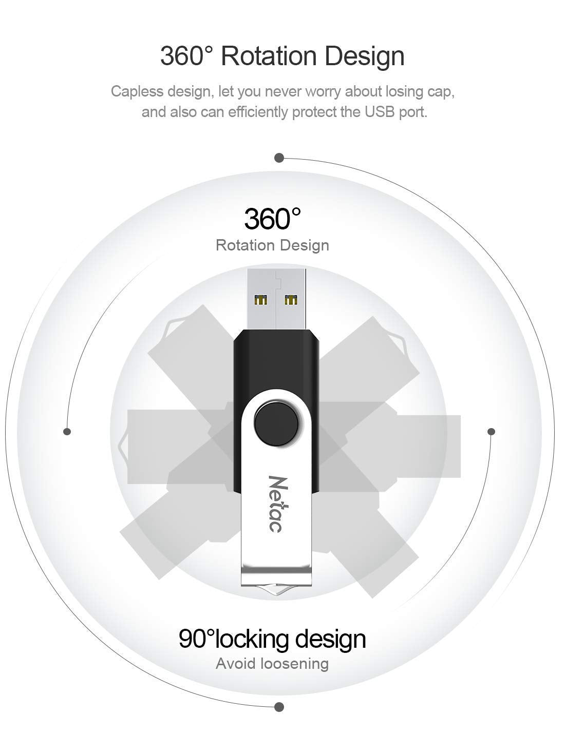 Netac 64GB USB 3.2 Flash Drive, High Speed Swivel Design Memory Stick,Up to 90/30 MB/s(R/W) Pen Drive, Thumb Drive for Data Storage, Zip Drive and jump Drive with LED Light