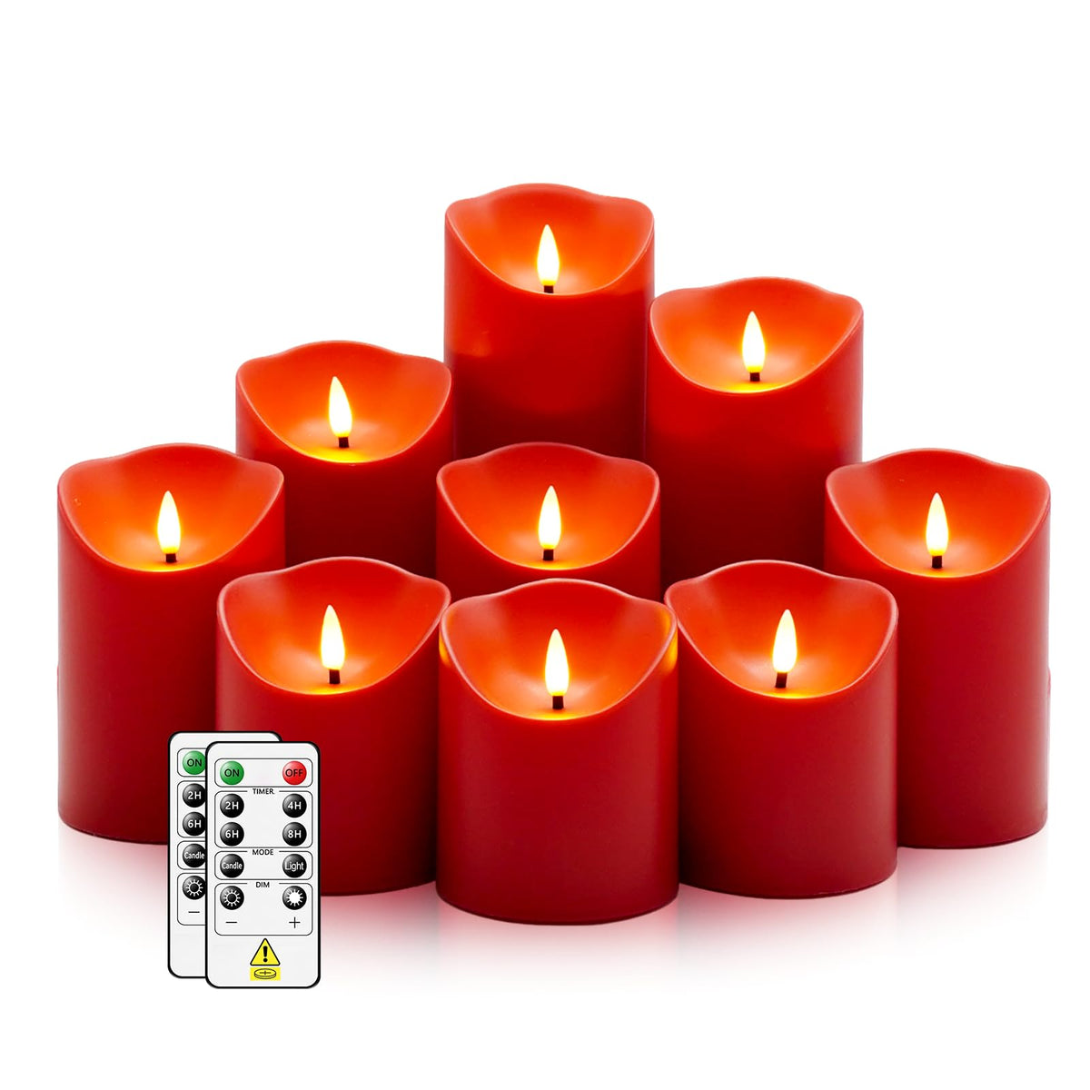 Nimiko Flameless Candles with Remote, Battery Operated Flickering Flameless Candles, LED Candles with Timer 2/4/6/8H, with Realistic LED Candles Set of 12 (D2.2 x H 5" 6" 7") (Black)