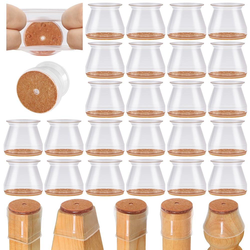 VIUME 24 Pcs Chair Leg Floor Protectors for Hardwood Floors Round