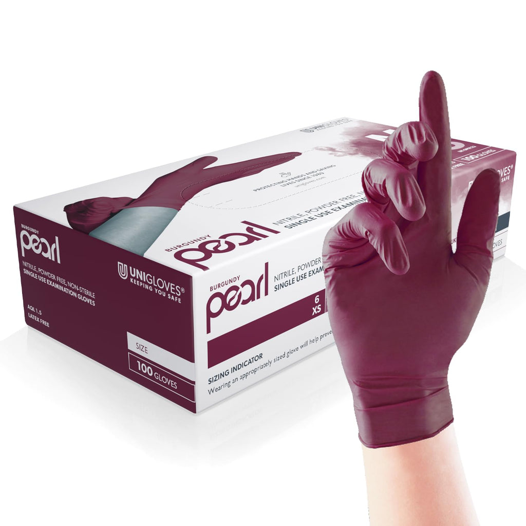 UNIGLOVES Black Pearl Nitrile Examination Gloves - Multipurpose, Powder Free and Latex Free Disposable Gloves - Box of 100 Gloves, Black, Large (GP0034)
