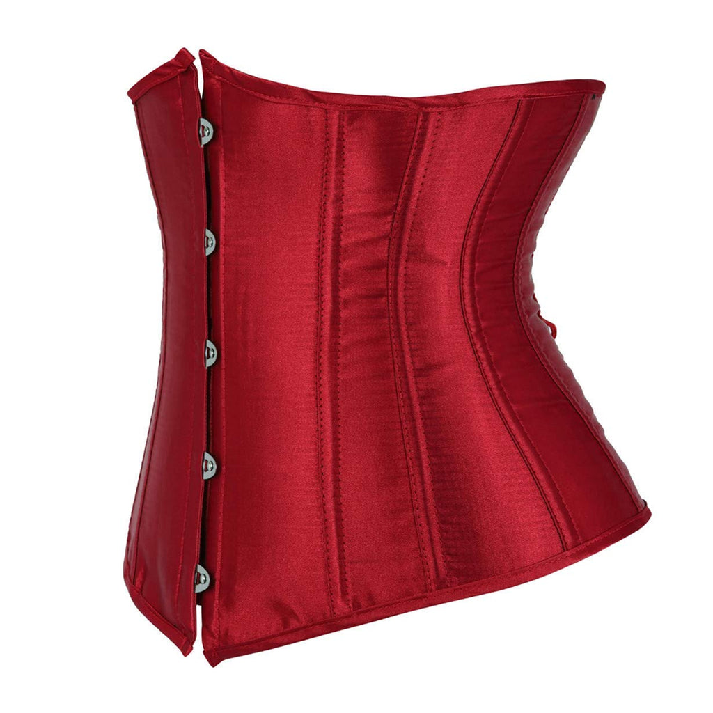 Kelvry Women's Satin Waist Cincher Lace up Boned Bustier Underbust Corset