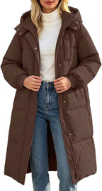 Winter Jacket Women Long With Hood, Plus Size Puffer Jackets For Women Uk,Ladies Coats And Jackets With Pockets Windproof Coats Black Parka Coat For Outdoor Hiking Travel