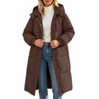 Winter Jacket Women Long With Hood, Plus Size Puffer Jackets For Women Uk,Ladies Coats And Jackets With Pockets Windproof Coats Black Parka Coat For Outdoor Hiking Travel