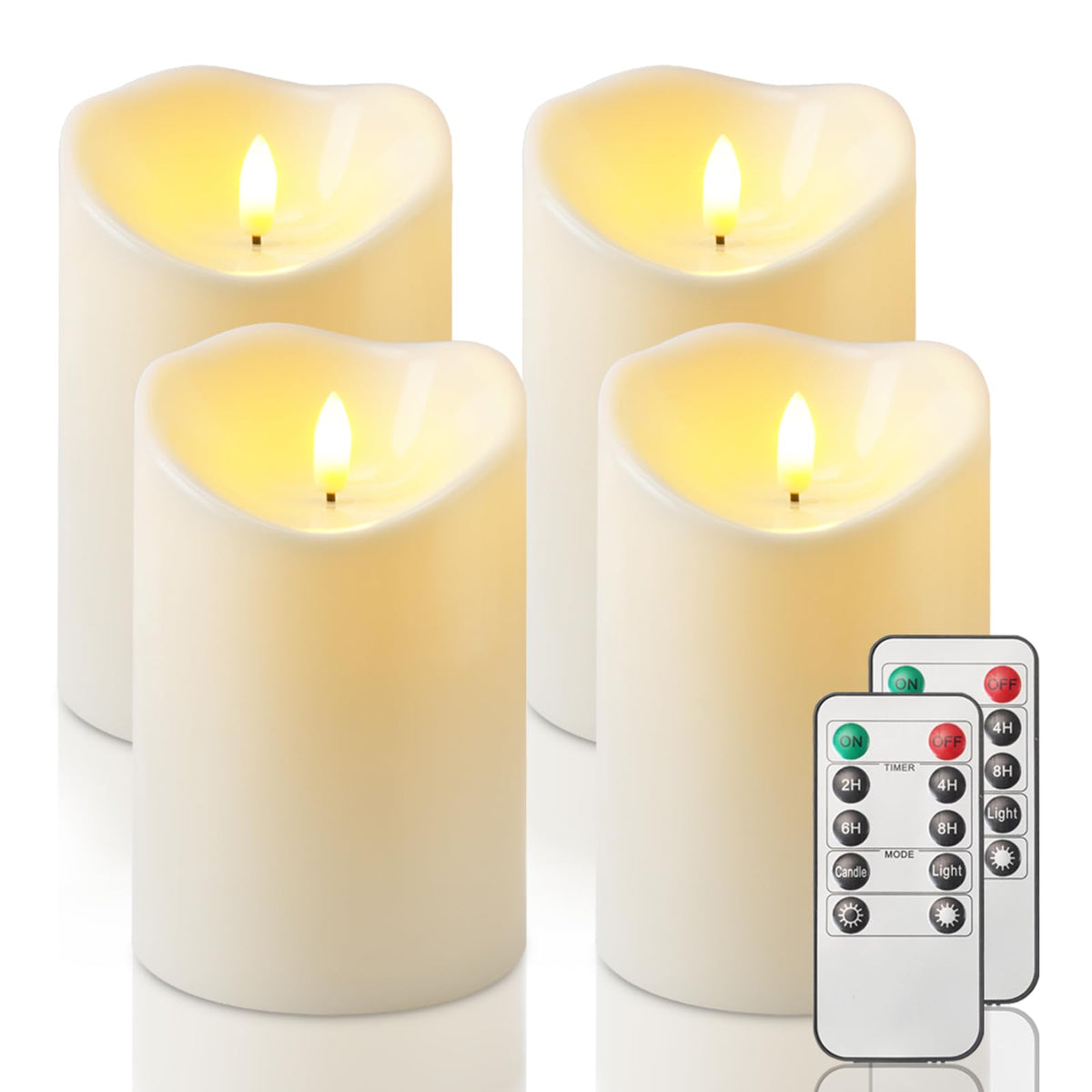 Homemory Orange Drip Real Wax Flameless Candles with Remote Timer, Set of 3