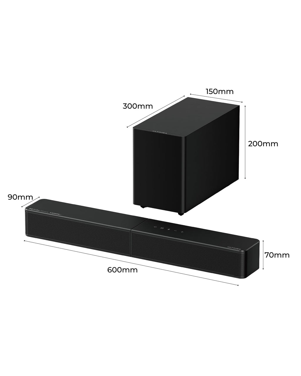 ULTIMEA 2.1ch Soundbar All-in-one, Built-in Subwoofer for TV