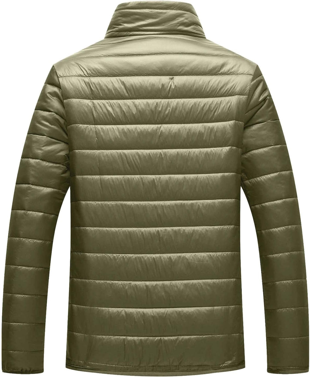 Men Winter Warm Down Jacket Long Sleeve Quilted Coats Casual Puffer Jackets Mens Outdoor Ski Hiking Windproof Stand Collar Full Zip Outwear Solid Color Thermal Coat