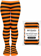 MYSASI Girls Striped Tights – Soft & Stretchy – Ages 6–14 – Perfect for School, Dance, Everyday Wear & Halloween - Kids Striped Machine washable tights - Halloween and party tights for kids