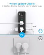 Surge Protector Outlet Extender with Rotating Plug, Multi Plug Wall Outlet