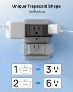 TROND Multi Plug Outlet Extender with USB, 2 Pack Plug Splitter