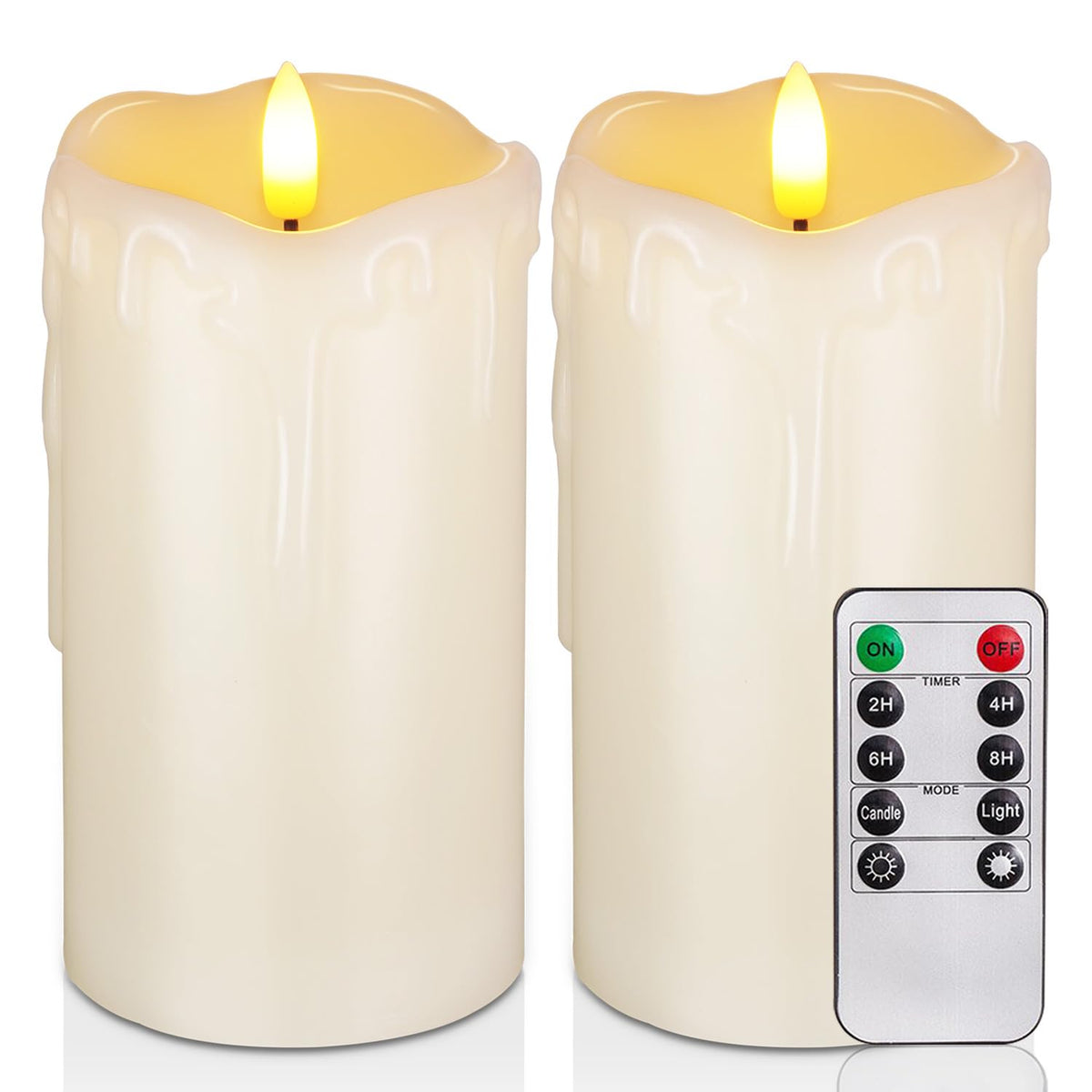 Homemory Orange Drip Real Wax Flameless Candles with Remote Timer, Set of 3