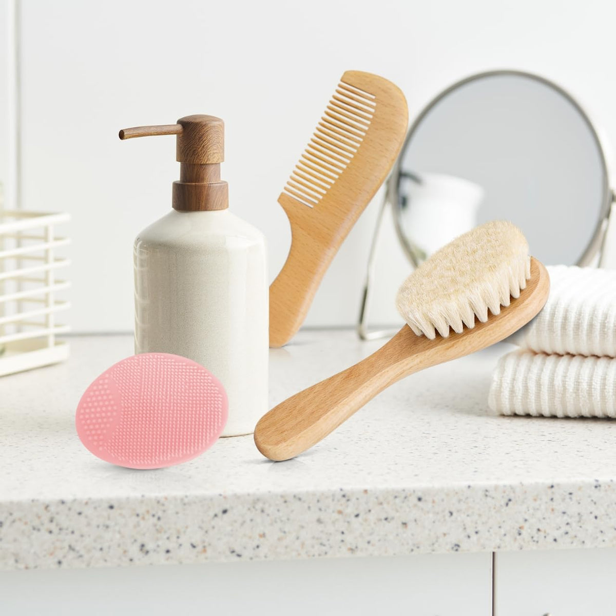 Baby Hair Brush with Wooden Handle and Super Soft Goat Bristles for Newborns, Infant, Toddlers, Kids