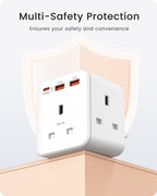 LENCENT 3 Way Plug Extension Socket with 2 Fast Charge USB, PD45W USB C