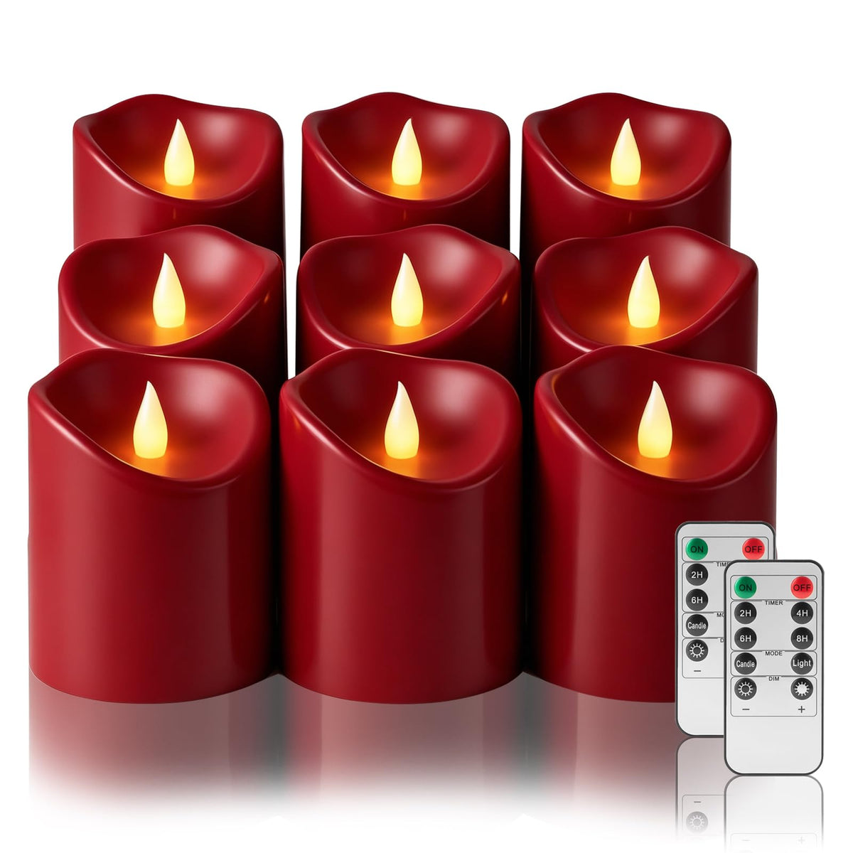 Outdoor Flameless Candles, Patented 3D Dual-LED, Set of 2 Slanted Plastic Pillars with Remote, Waterproof Non-Melting Battery Operated Decor for Bathroom Bedroom Gift, Black (D3 x H6)