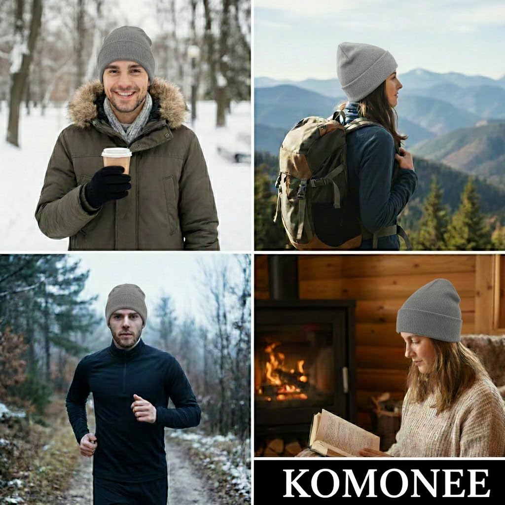 Beanie Hat Plain Soft Comfortable Casual for Men Women Warm Knitted Winter Woolly Skully Ski Headwear Stretchy Thermal Unisex Cap Perfect for Daily Wear Outdoor Sports and Hiking