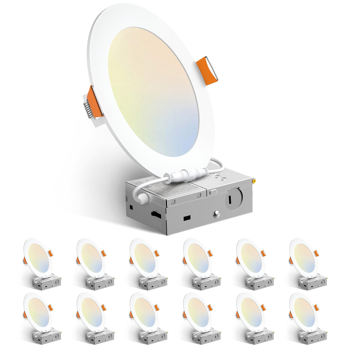 Amico 12 Pack 3 Inch LED Recessed Lighting, Canless Wafer Downlight, White