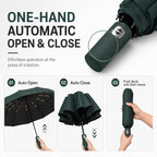 24K Strongest Windproof Travel Compact Umbrella Sturdy Frame Automatic Umbrella for Women & Men