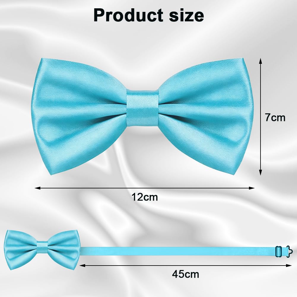 URAQT Men Pre-Tied Solid Satin Bow Tie, Adjustable Formal Bowtie