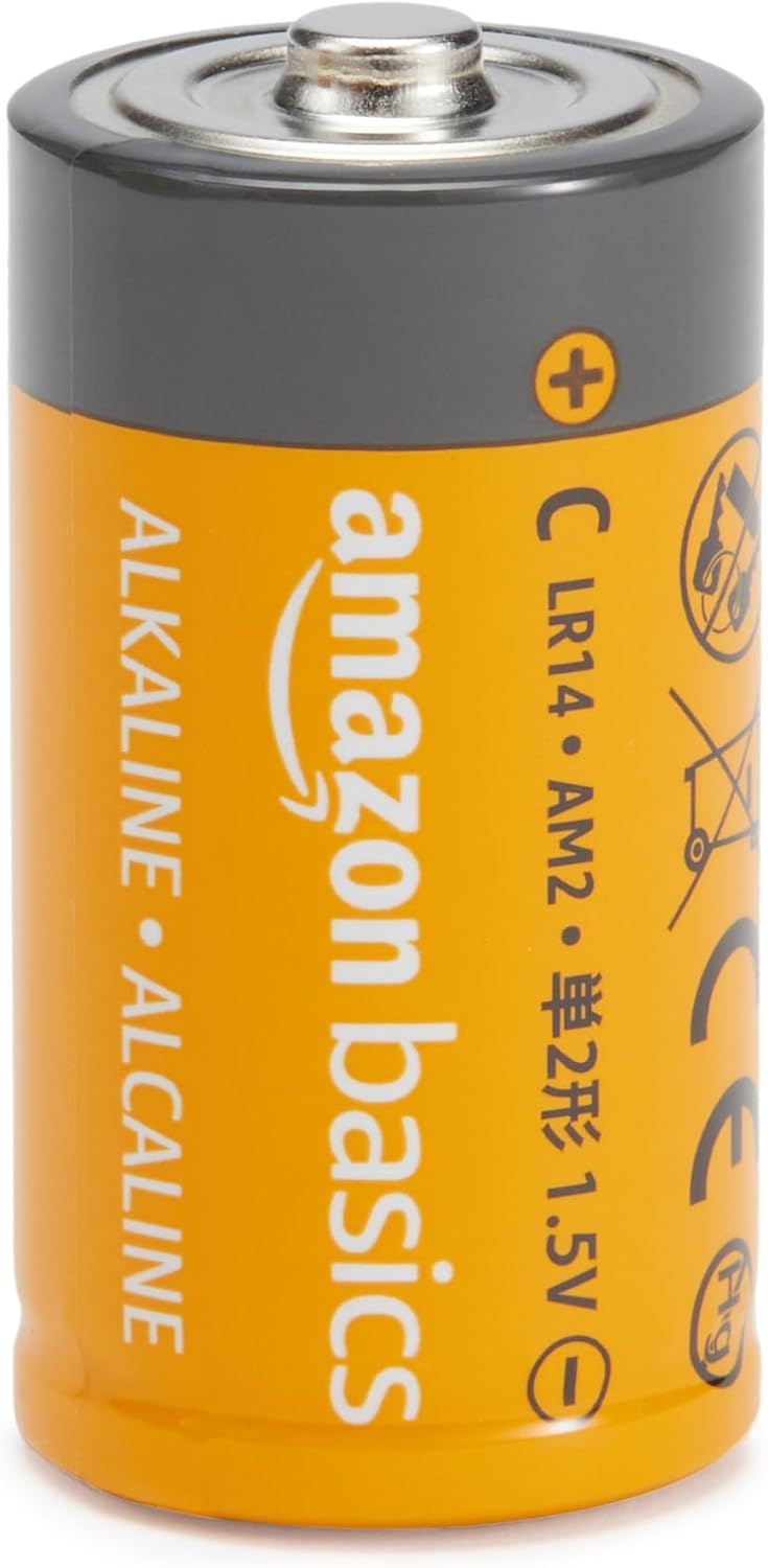 Amazon Basics 12-Pack C Batteries Alkaline 1.5V, 5-Year Shelf Life