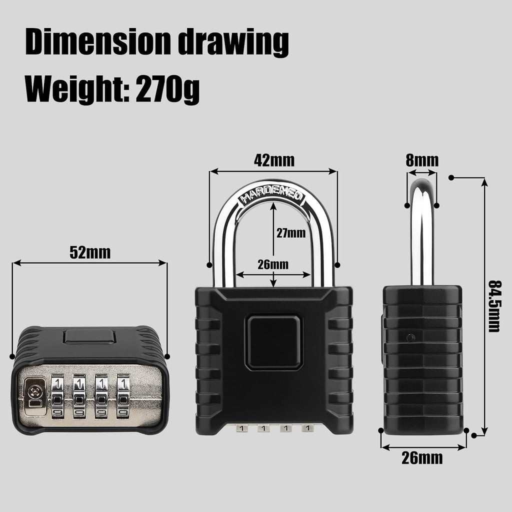Diyife Large Heavy Duty Combination Padlocks Outdoor, 52mm Weatherproof