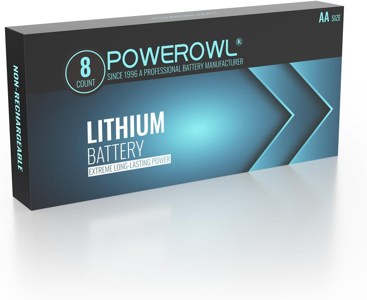 POWEROWL AA Batteries, 1.5V Lithium Battery 3400mAh, Double A Battery - Pack of 8 (Not Rechargeable)