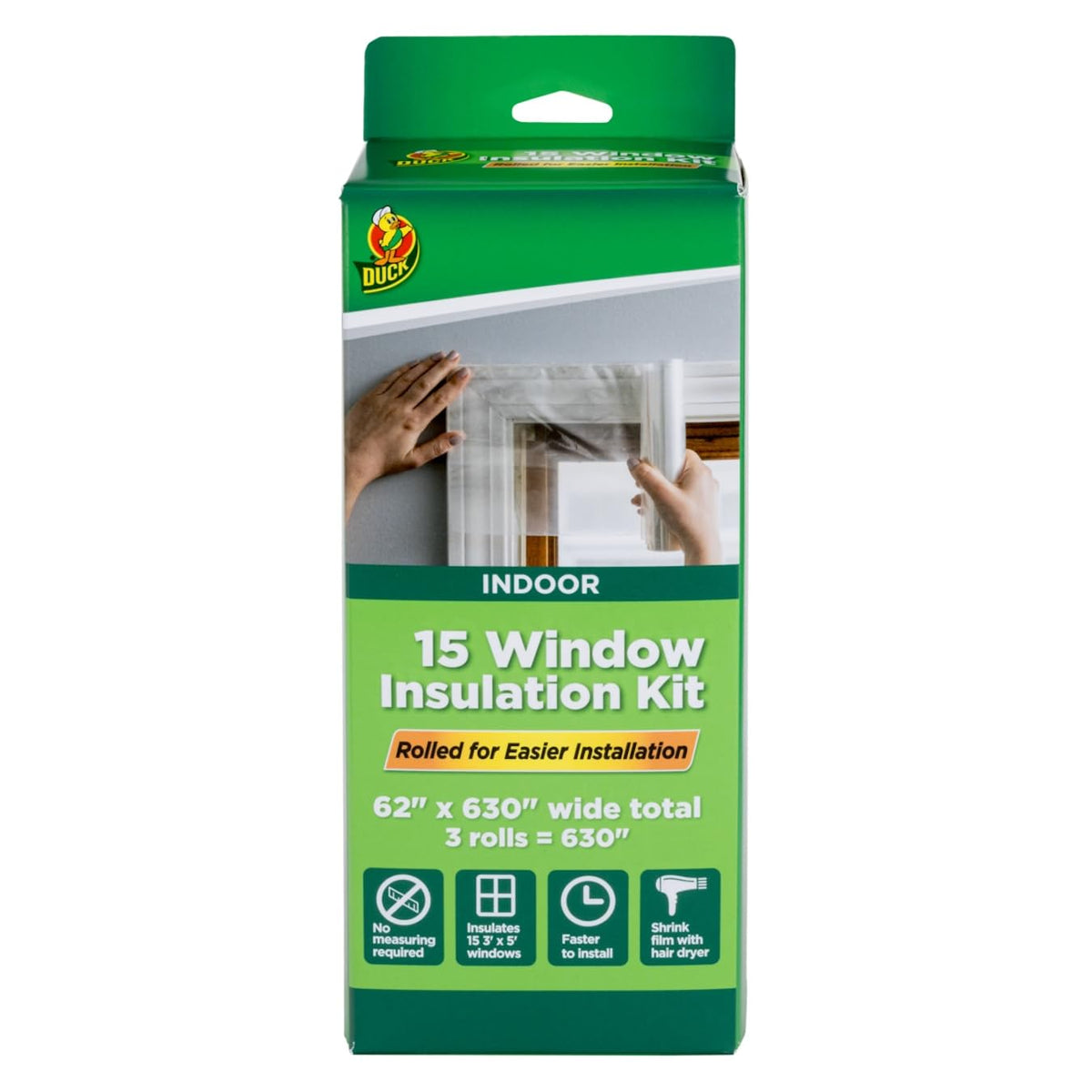 Duck Brand Window Insulation Kit, 62 in x 420 in, Fits up to 10 Windows