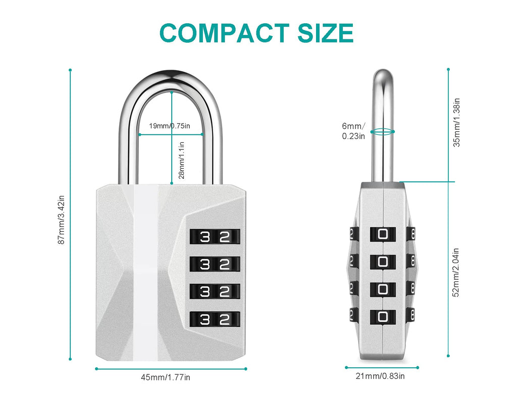 ZHEGE Combination Padlock, 4 Digit Combination Locker Padlock (Red)