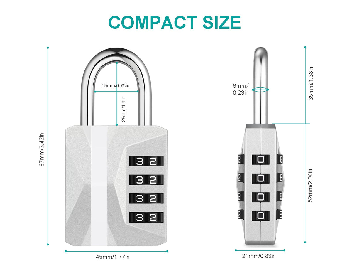 ZHEGE Combination Padlock, 4 Digit Combination Locker Padlock (Red)