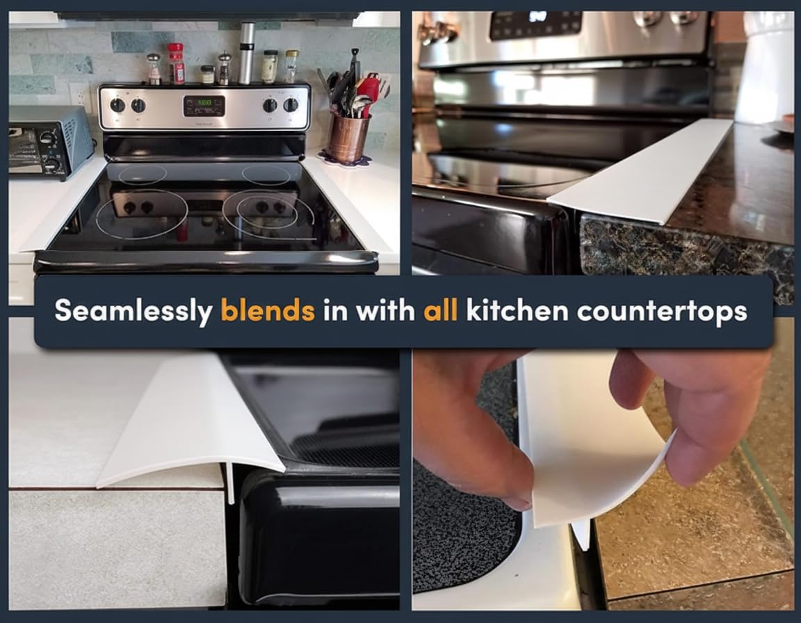 Linda’s Essentials Silicone Stove Gap Covers (2 Pack), Heat Resistant Oven Gap Filler Seals Gaps Between Stovetop and Counter, Easy to Clean Stove Gap Guard (21 Inches, Black)