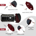 TechRise Umbrella, Compact Strong Windproof Automatic Umbrellas, Folding Lightweight, Portable Travel Golf Umbrella for Rain