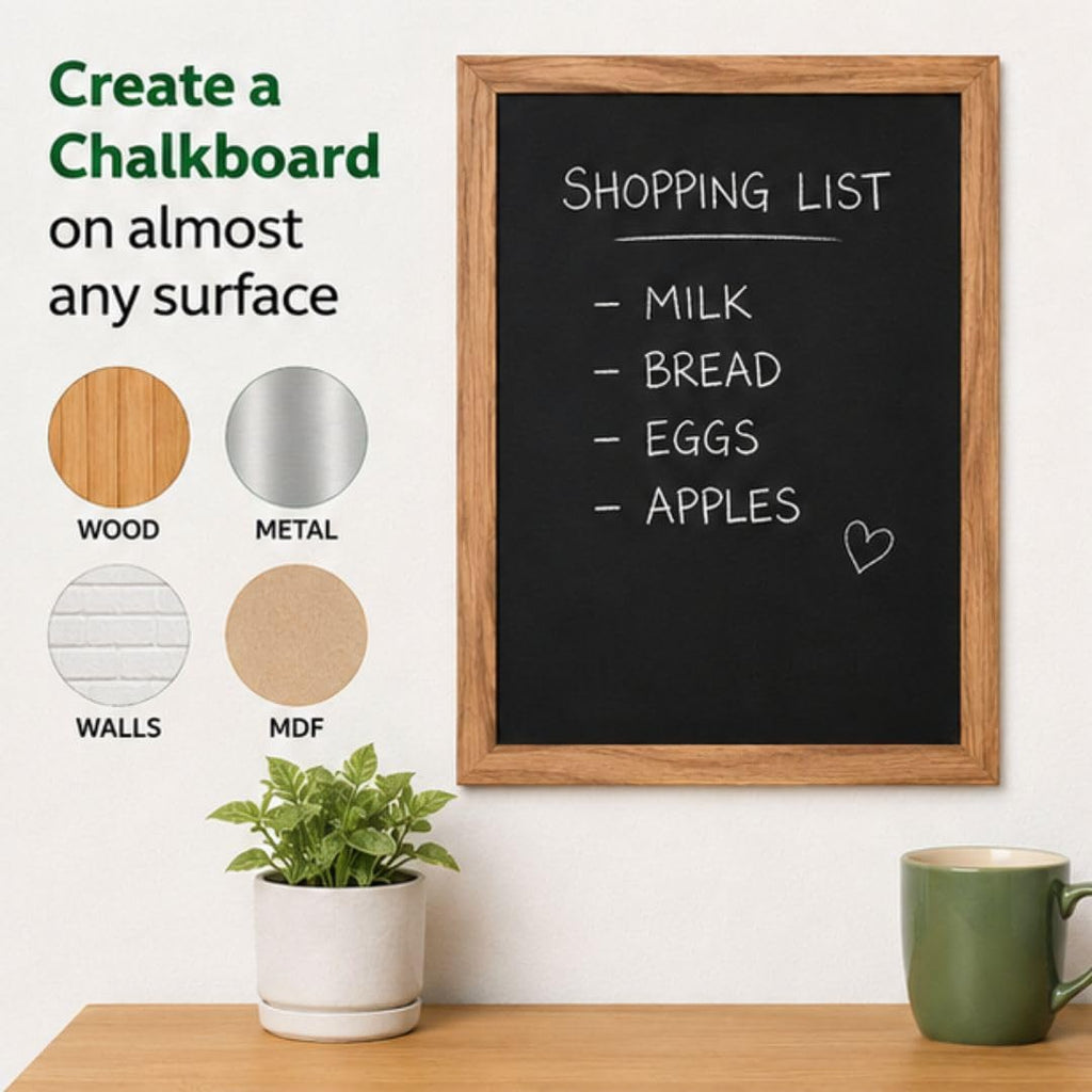 Rustins Blackboard Black 500ml– Quick Dry Matt Black Chalkboard Paint, Durable Writing Surface for Home, School & Office