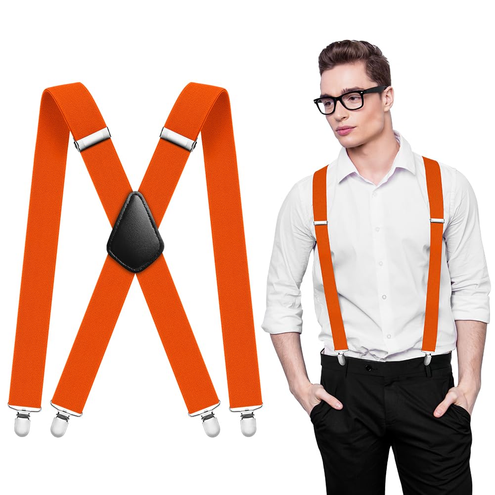 Aomig Mens Braces, Mens Suspenders with Strong Metal Clips, 3.5cm Wide Heavy Duty Suspenders for Men Women Business Wedding Casual