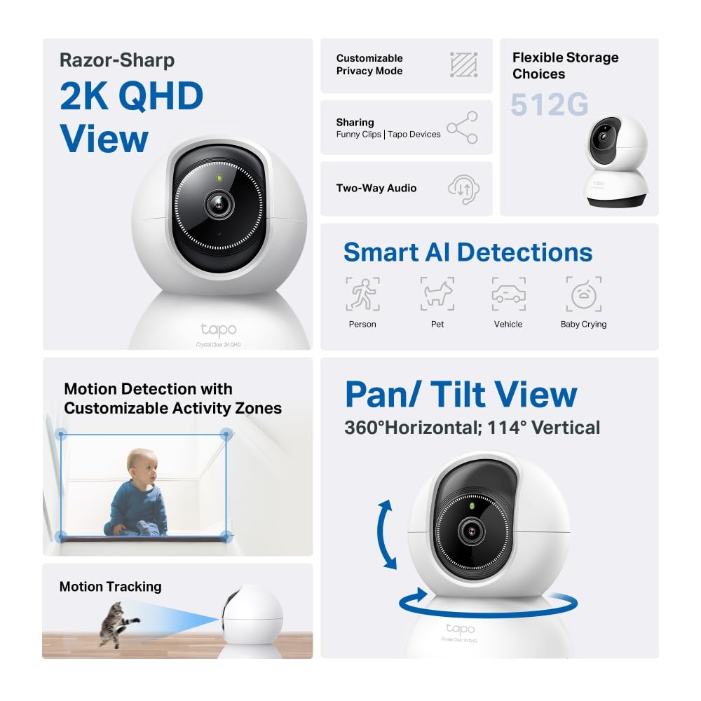 Tapo C201 Full HD Pan/Tilt Indoor Security Camera Pet Camera House Security