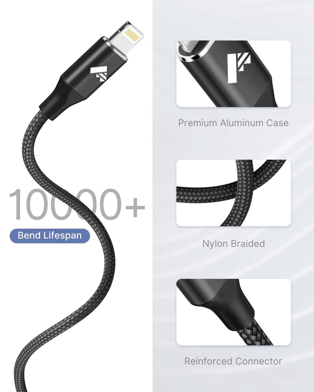Aioneus iPhone Charger Cable 1M, MFi Certified Lightning Cable Fast iPhone Charging Cable Nylon Braided USB iPhone Charger Lead for iPhone 14 13 12 11 Pro Max XR XS X Max 8 7 6s Plus SE, iPad
