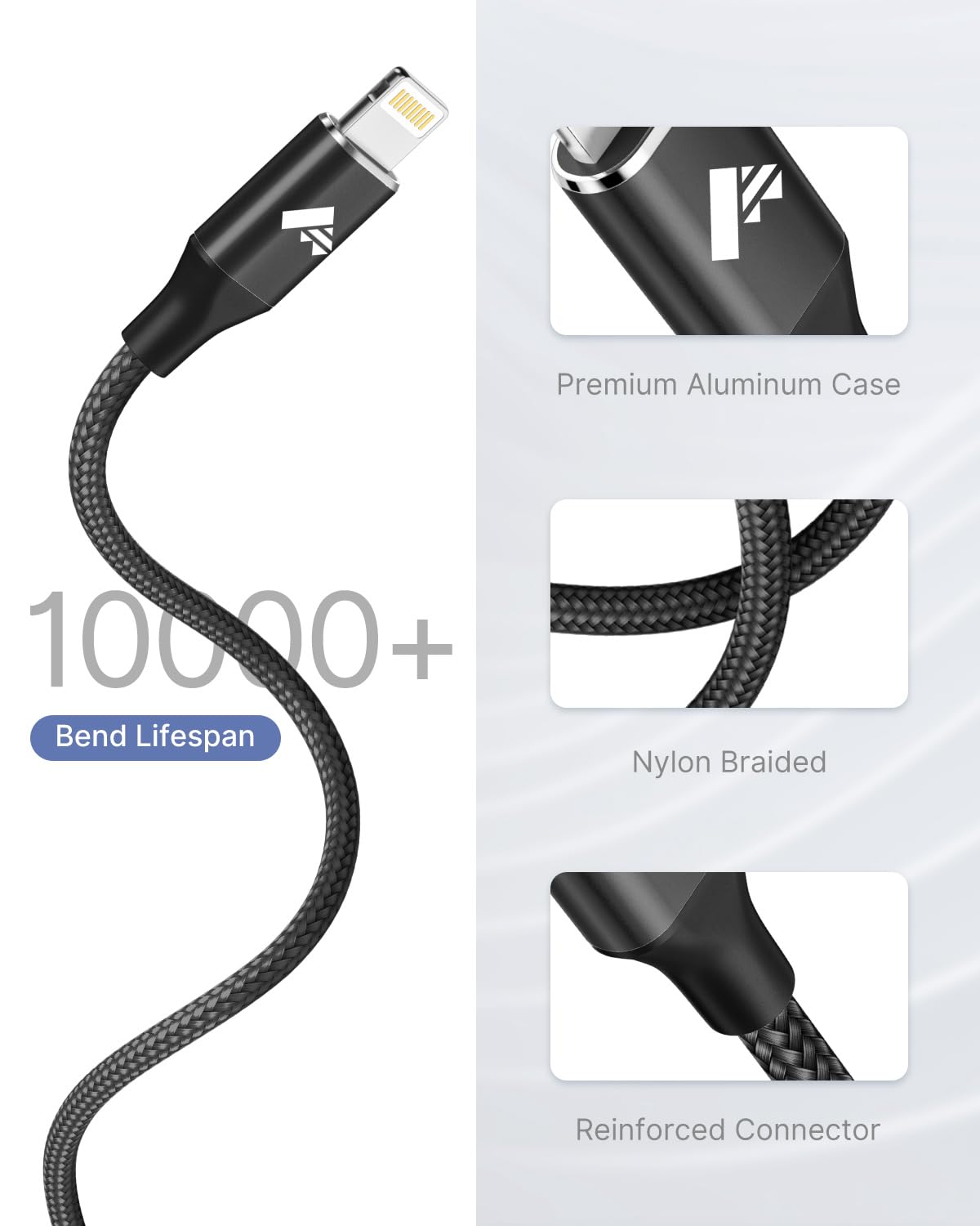 Aioneus iPhone Charger Cable 1M, MFi Certified Lightning Cable Fast iPhone Charging Cable Nylon Braided USB iPhone Charger Lead for iPhone 14 13 12 11 Pro Max XR XS X Max 8 7 6s Plus SE, iPad
