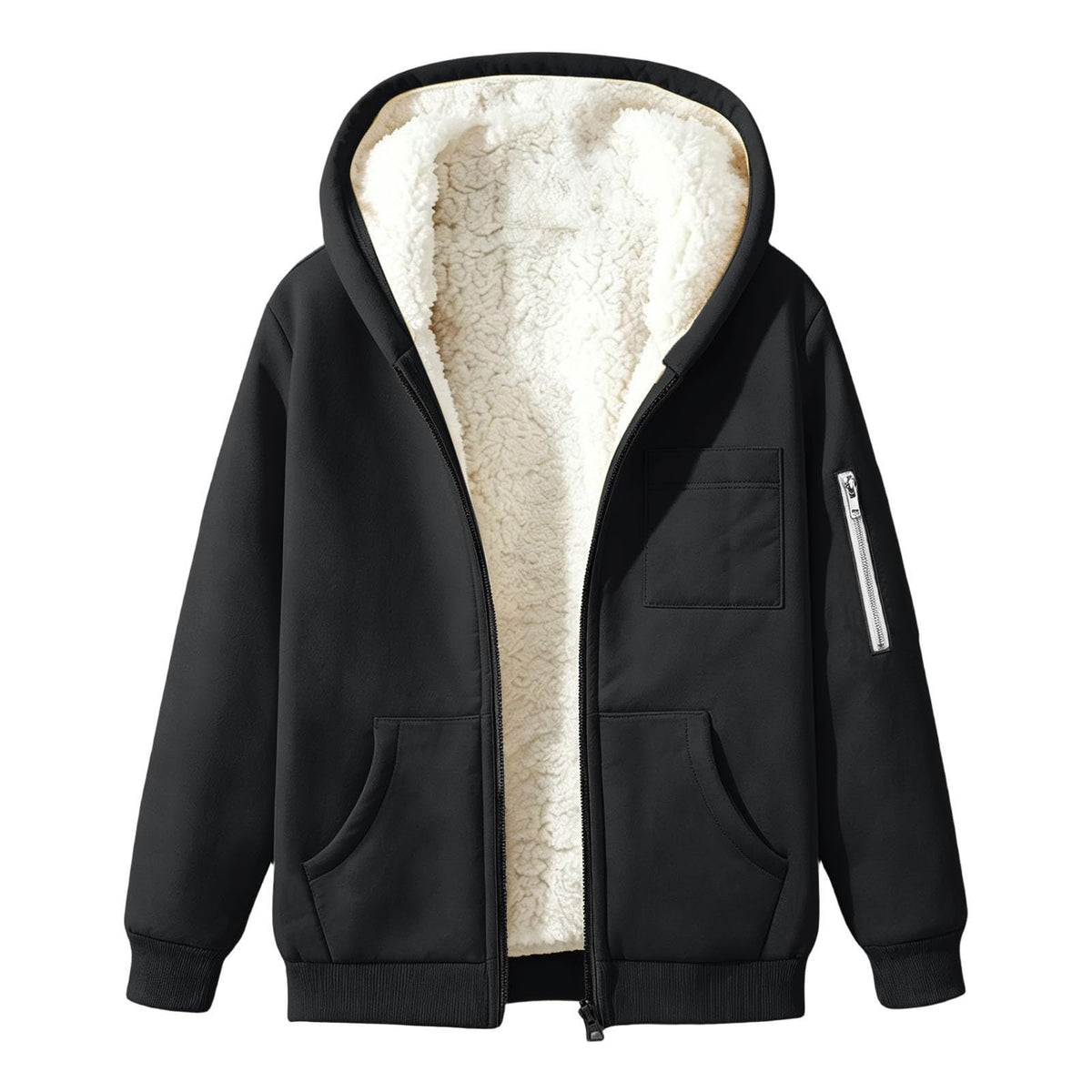 Womens Teddy Fleece Hoodies Sherpa Lined Fuzzy Jacket with Pockets Full Zip Hooded Sweatshirts Ladies Fall Winter Warm Jumper Coat Outwear Thermal Outfits Clothing