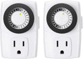 BN-LINK U47 Indoor Mini 24-Hour Mechanical Outlet Timer, 3-Prong, 2-Pack